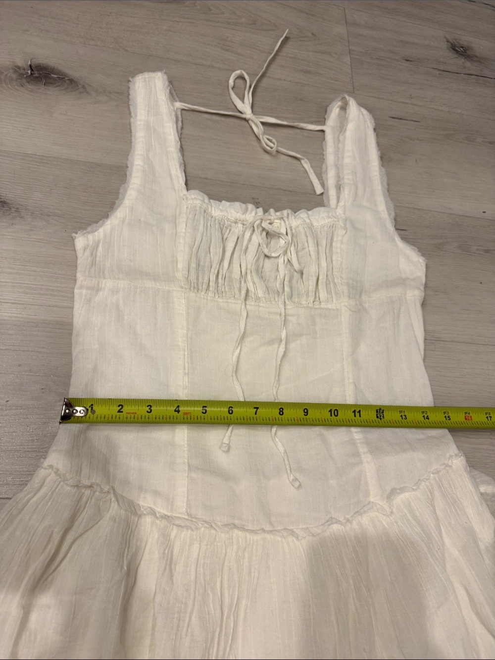Free People NWT In my Dreams Ivory Tiered Lace-Up Maxi Dress - Picture 10 of 12